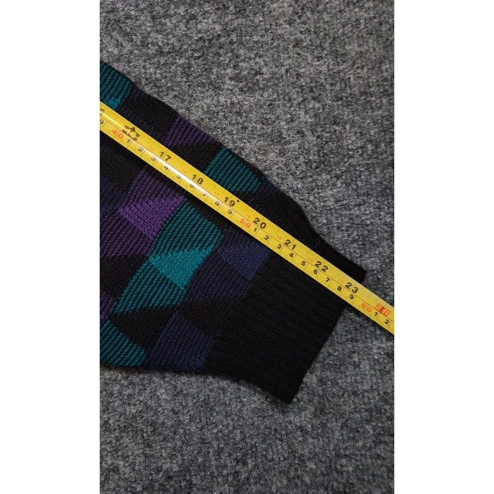 Vintage Willow Bay Geometric Knit Sweater 80s 90s Purple Teal Tag XL Fits M/L